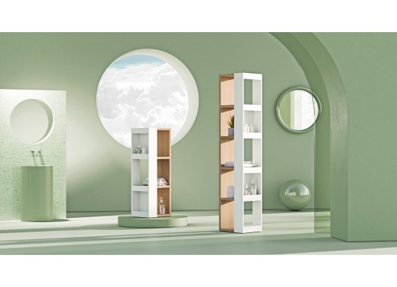 TemaHome Ella Bookcase 40 High in Melamine Light Oak & Pure White - Lifestyle 2