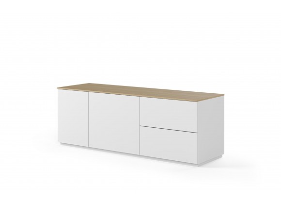 TemaHome Join 160L2 Wood Top With Sub-Base in Oak & Pure White - Angled