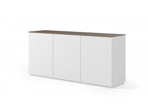 TemaHome Join 180H2 With Base  in Walnut & Pure White - Angled