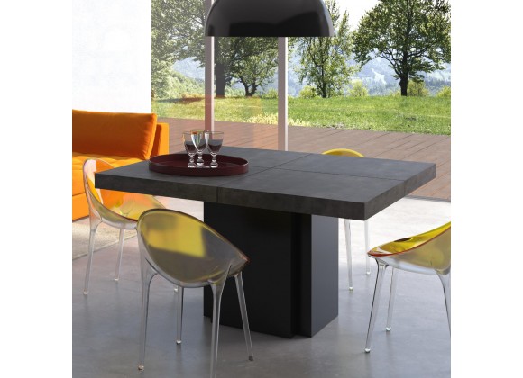 TemaHome Dusk 59" Dining Table in Concrete Look & Pure Black - Lifestyle
