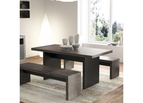 TemaHome Detroit Dining Table in Concrete & Pure Black - Lifestyle