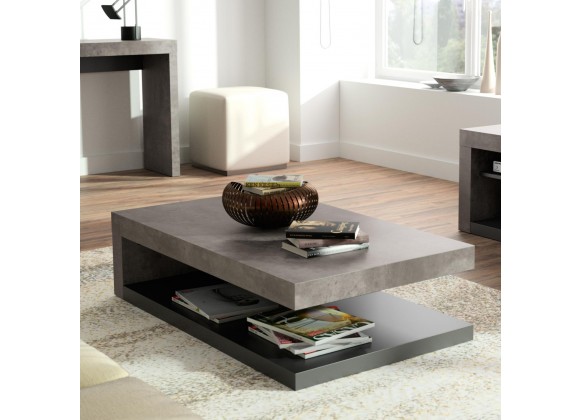 TemaHome Detroit Coffee Table in Concrete & Pure Black - Lifestyle
