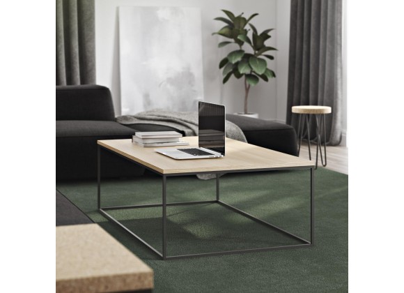 TemaHome Gleam 47x30 Wood Top Coffee Table in Oak & Black - Lifestyle