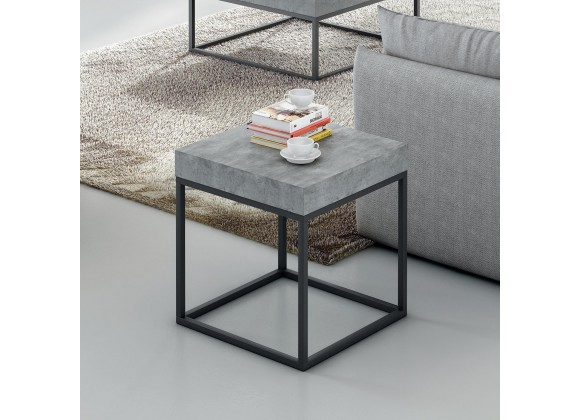 TemaHome Petra End Table in Concrete Look & Black - Lifestyle