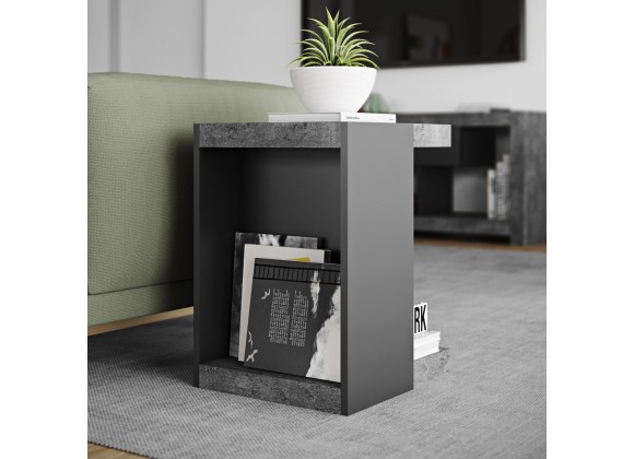 TemaHome Klaus Side Table in Concrete Look & Pure Black - Lifestyle 2