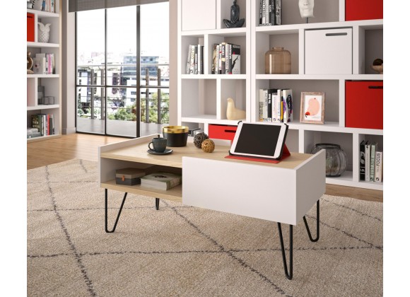 TemaHome Nina Coffee Table in Light Oak & Pure White - Lfiestyle 3