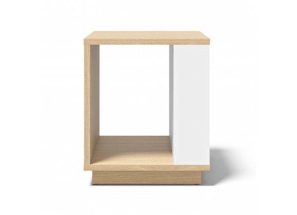 TemaHome Ella Side Table 40 in Melamine Light Oak & Pure White - Front