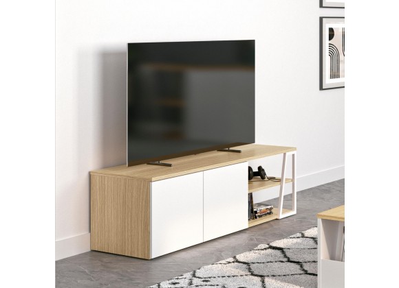 TemaHome Albi TV Table Light Oak & White - Lifesytle