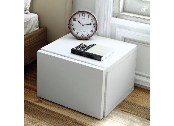 TemaHome Float Night Stand With 1 Drawer in Pure White - Lifestyle 2