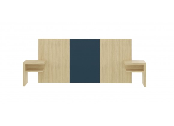 Temahome Hugo Queen Headboard with Night Stands in Melamine Light Oak & Anthracite - Front