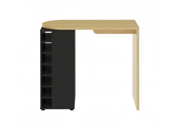 TemaHome Roll Bar Table in Melamine Light Oak & Pure Black - Front Angle