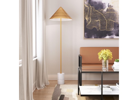Zuo Modern Bianca Floor Lamp Brass And White - Lifestyle