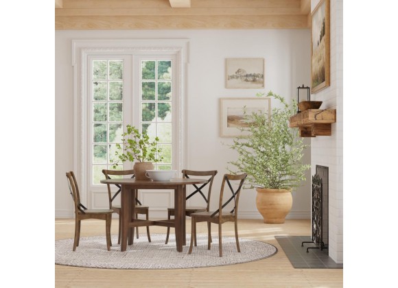 Alpine Furniture Arendal Round Table In Burnished Dark Oak - Lifestyle