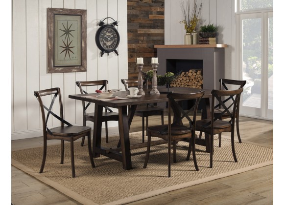 Alpine Furniture Arendal Trestle Rectangular Dining Table, Burnished Dark Oak- Lifestyle