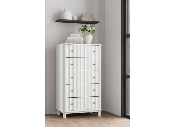 Alpine Furniture Stapleton Stapleton 5 Drawer Chest, White - Lifestyle