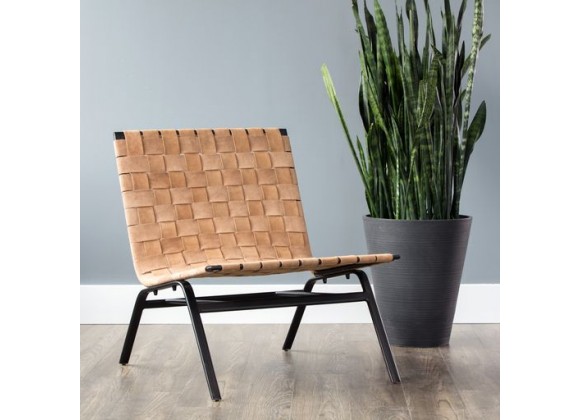 Sunpan Omari Lounge Chair Sueded Light Tan Leather - Lifestyle