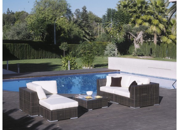 Hospitality Rattan Patio Soho Deep Seating Wicker Piece Modular Sectional Set