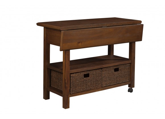 Alpine Furniture Caldwell Kitchen Cart in Antique Cappuccino - Angled