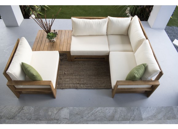 Hospitality Rattan Patio Grand Cay 5-Piece Modular Sectional Top View