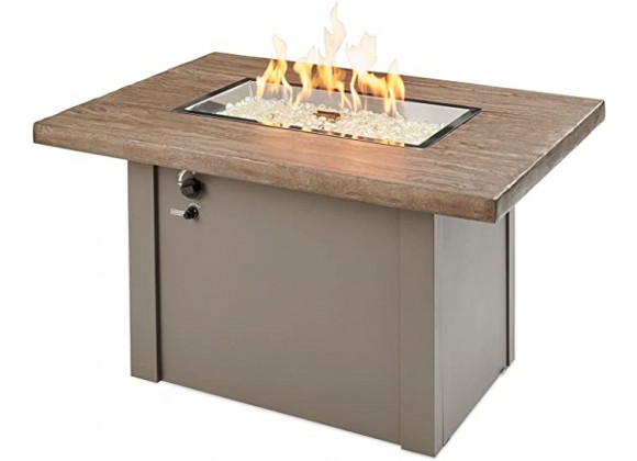 Outdoor Greatroom Company Havenwood Driftwood Top w/Grey Base 12"x24" Burner - Lit