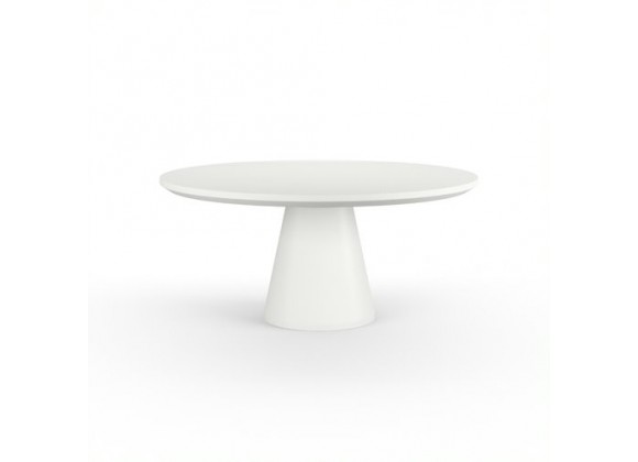 Sunset West Pedestal Dining Table in Bone Finish - Front Angle