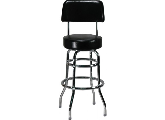 H&D Seating Double Ring Black Barstool with Back