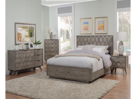 Alpine Furniture Shimmer Queen Panel Bed, Antique Grey - Lifestyle