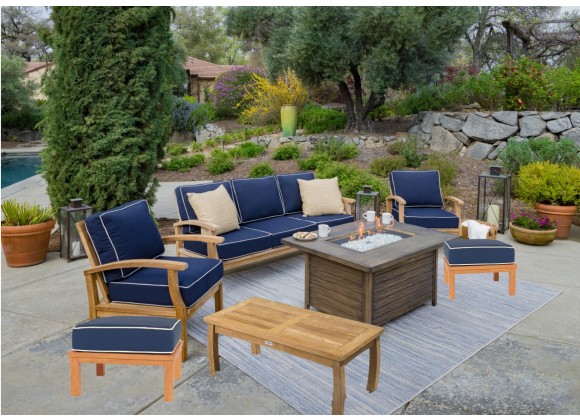 Tortuga Outdoor 6Pc Teak 6Pc Loveseat & Fire Table Set