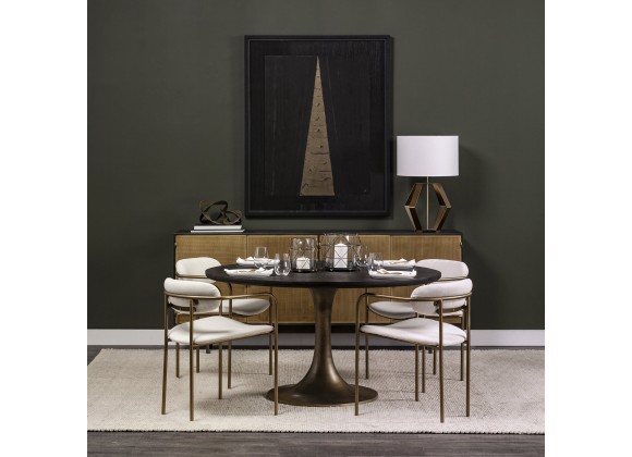 Mercana McLeod II 54 L x 54 W x 28.75 H Round Brown Solid Wood Top Gold Metal Base Dining Table