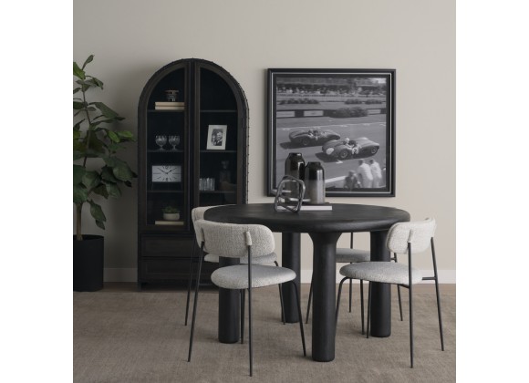 Mercana Gehry 72.3" H Dark Brown Metal Brown Wood and Glass Door Display Cabinet