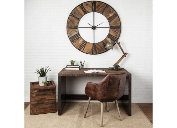 Mercana Orwell 52L x 28W Brown Wood Top Metal Cladded Frame Office Desk