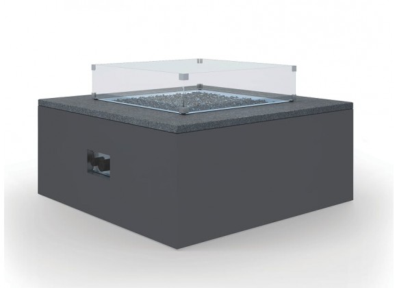 Sunset West Black Granite Square Fire Table - Front Side Angle