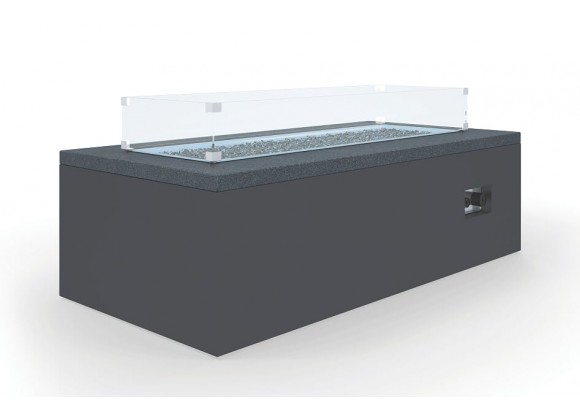 Sunset West Black Granite Rectangular Fire Table - Front Side Angle