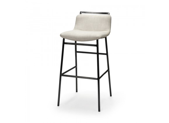 Mercana Kavalan 37.5" Total Height Beige Upholstered Seat Gray Metal Frame Bar Stool