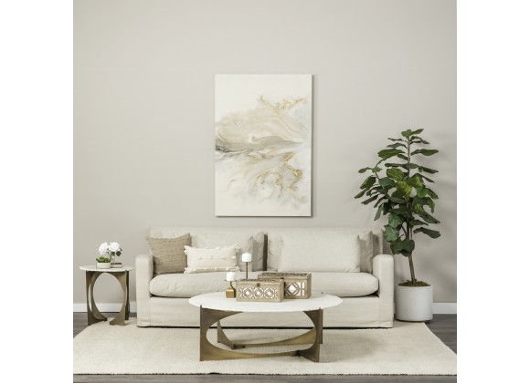 Mercana Reinhold II 21L x 21W x 21H Round Live-Edge Marble Top and Gold Metal Base Side/End Table