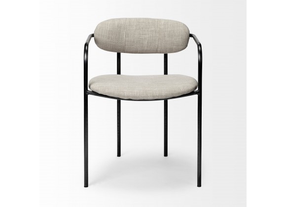 Mercana Parker I Beige Fabric Seat Gun Metal Gray Metal Frame Dining Chair Front