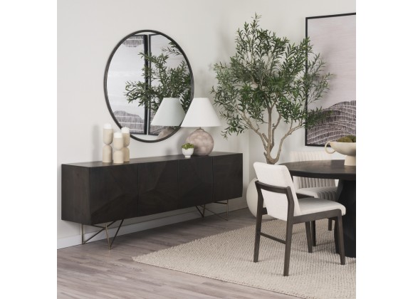 Mercana Darwin 80x17.5 Brown Solid Wood Gold Metal Base 4 Cabinet Door Sideboard2