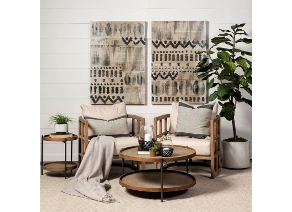 Mercana Kade III 16.9" Round Top Natural Brown Wood and Gray Metal Frame Tray-Style End/Side Table 1