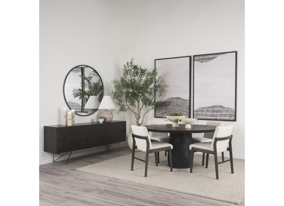 Mercana Fitzgerald 60" Round Brown Solid Wood Top & Base Dining Table 