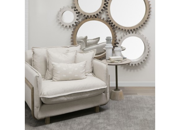 Mercana Roy II Beige Upholstered and Brown Wood Frame Arm Chair