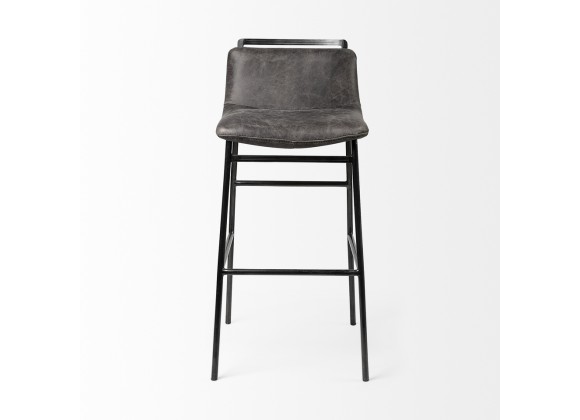 Mercana Kavalan 37.5" Total Height Ebony Leather Seat Black Metal Frame Bar Stool Front