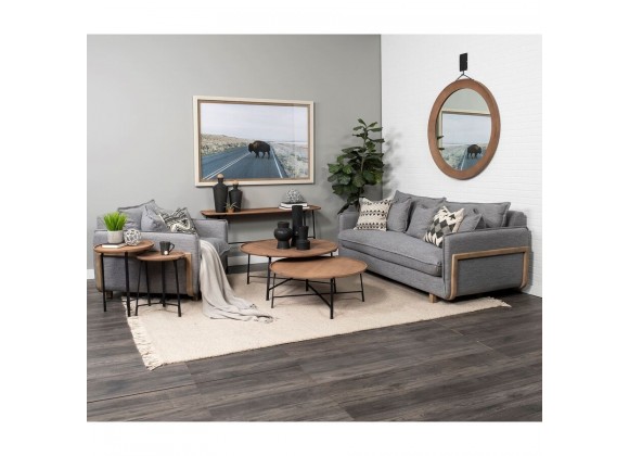 Mercana Helios (Set of 2) Brown Solid Wood Top Black Metal Base Nesting Coffee Tables