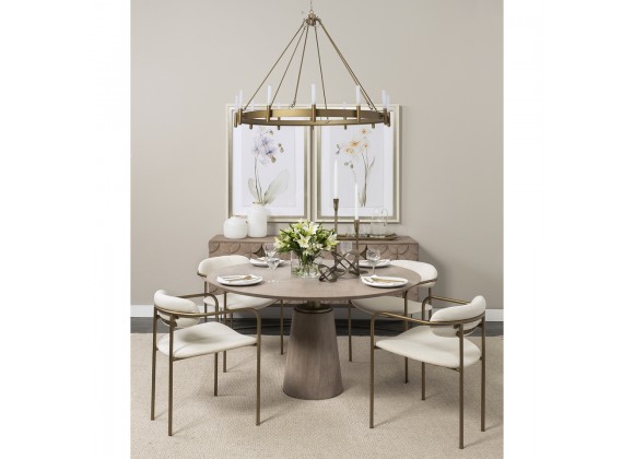 Mercana Maxwell 54" Brown Solid Wood Top Brown Metal/Wood Base Dining Table 4