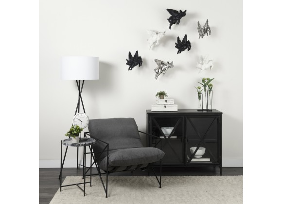 Mercana Poppy III 40L x 16W Black Metal With Glass Door Accent Cabinet