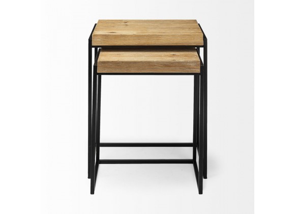 Mercana Karissa (Set of 2) 19.3L x 13W x 24.8H Light Brown Wood Top With Black Metal Base Nesting Accent Tables