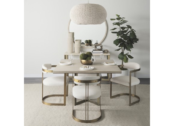 Mercana Hollyfield II Cream Fabric Seat W/ Gold Iron Frame Dining Chair Set