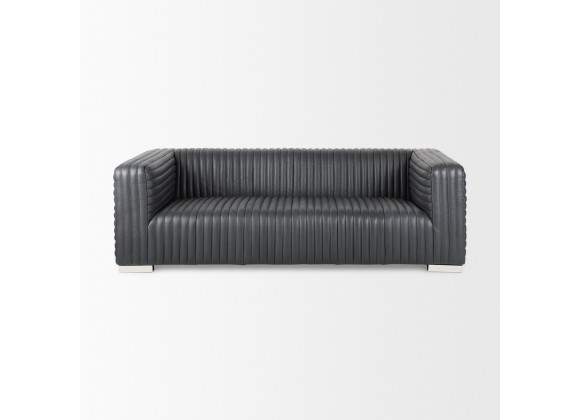 Mercana Ricciardo Black Leather Wrapped Three Seater Sofa Front