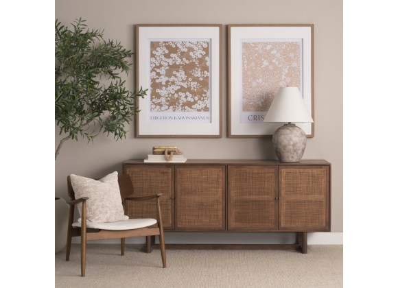 Mercana Grier Medium Brown Solid Wood W/Cane Sideboard 