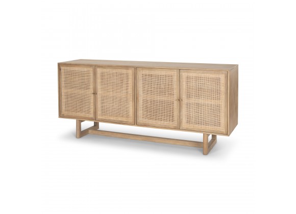 Mercana Grier 72.0L x 18.75W x 31.5H Light Brown Solid Wood W/Cane Sideboard