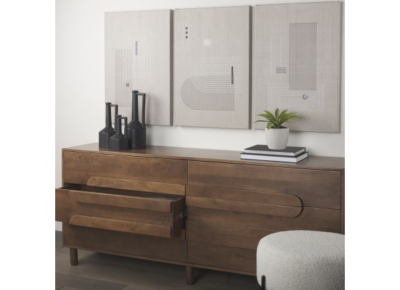 Mercana Astrid Medium Brown Solid Wood 6 Drawer Sideboard